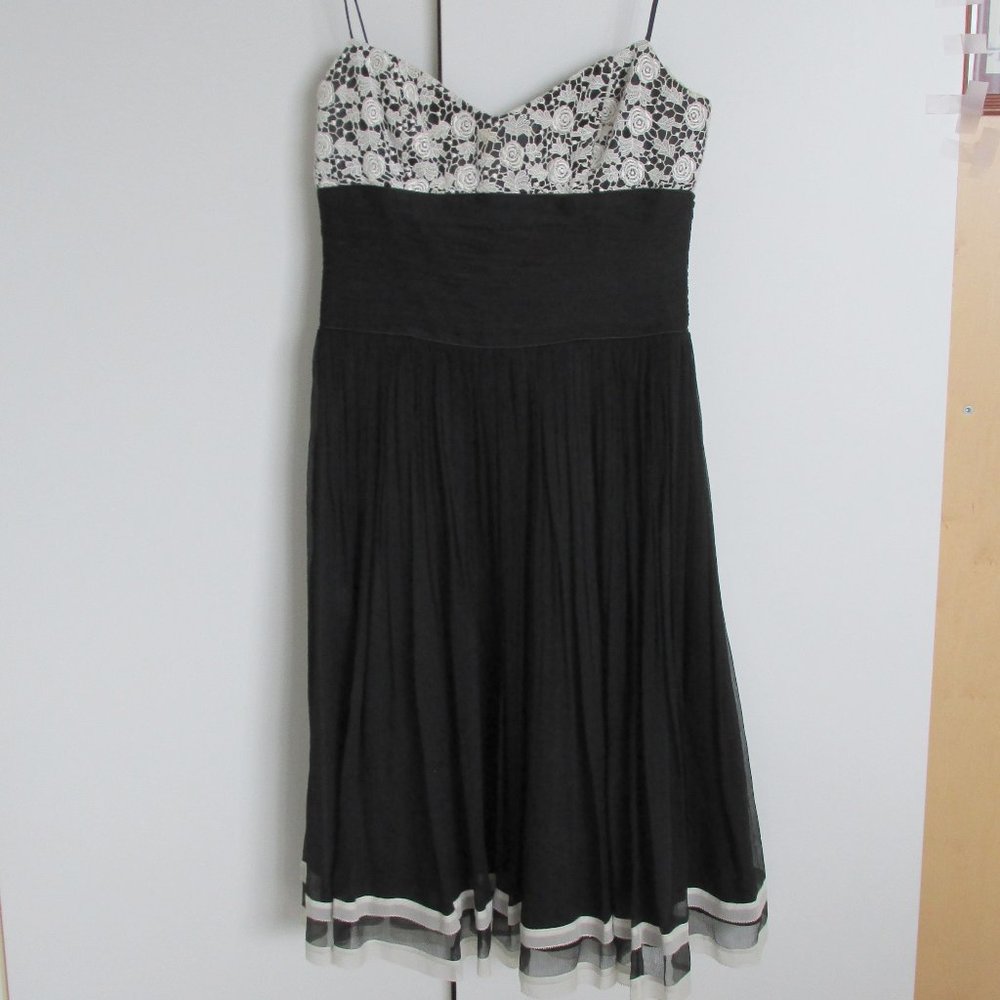 Sandra Angelozzi Black&White Silk Chiffon Spaghetti Strap Dress Size 36